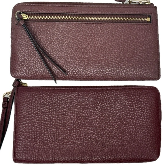 Coach Burgundy Oxblood Grain Leather Wristlet Wallet - Picture 12 of 12